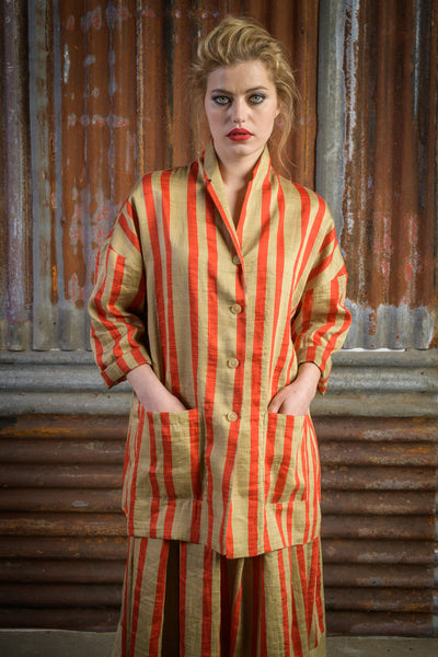 Striped Translucent Jacket with Two Pockets
