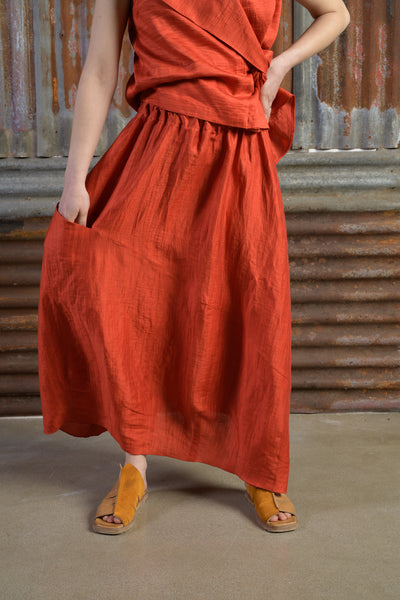 Translucent Fabric Skirt with Pocket