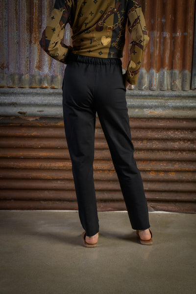 Stretch Cotton Trousers with Drawstring Waistband